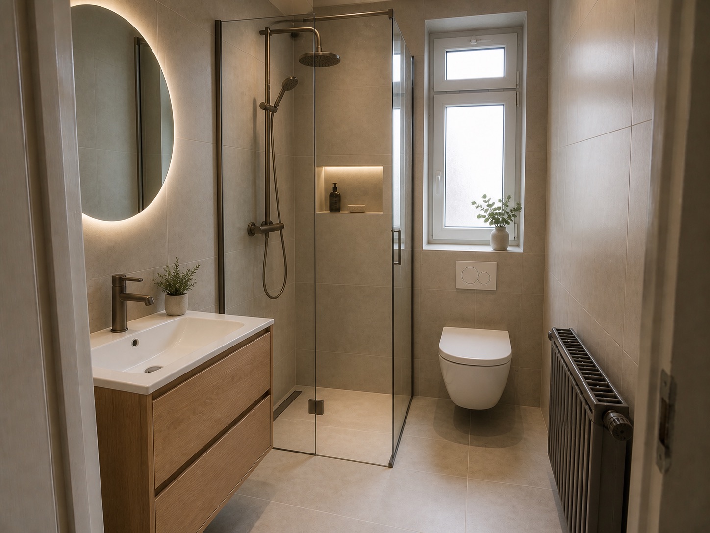 Dasselbe Badezimmer nach der kompletten Badsanierung
